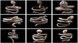 Wholesale 30pcs/lot Top Mix Retro Punk Exaggerated Ring Men Women Hip Hop Animal Cool Biker Rocker Jewellery Antique Siver Male Rings1858269