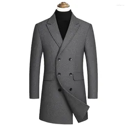 Men's Jackets 2023 Autumn/Winter Korean Slim Fit Flip Collar Mid Length Double Breasted Coat