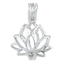 925 Silver Locket Cage Lotus shape Pearl Gem Beads Cage Pendant Can Open Sterling Silver Pendant Mounting DIY Jewellery Fitting1949