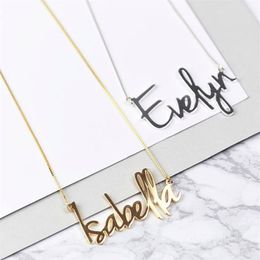 Fashion Personalised Carrie Style Name Pendant Necklace For Women Gold Custom Any Name Chain Choker Stainless Steel Jewellery Gift Y272v