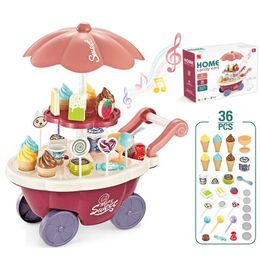 Tools Workshop Kids Kitchen Play Toys Ice Cream Candy Trolley House Push Up Cooking Set Pretend For Girls Gift 231213