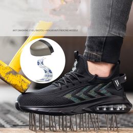 Steel Safety with Toe Cap Anti smash Men Work Shoes Sneakers Light Puncture proof Breathable Black Designer Dropshipping Size Fact