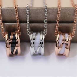 Fashion designer jewelry roman numeral ceramic pendant necklaces rose gold stainless steel mens womens necklace love with gift bag268S