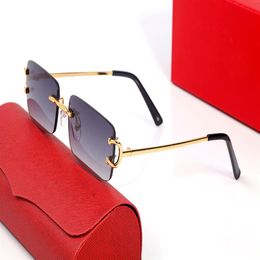 fashion designer sunglasses for men glasses rectangular mens woman rimless sun eyeglasses silver gold Red Beige Green metal frames2219