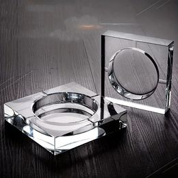 1pc Crystal Glass Ashtray, Creative Luxury Office Living Room Hotel Commercial Air Ashtray Decoration