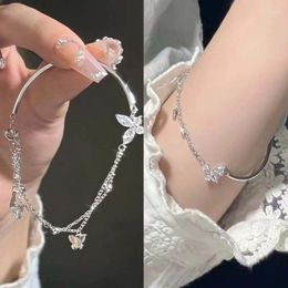 Link Bracelets 2023 Fashion Trend Unique Design Zircon Double Layer Butterfly Bracelet For Women Exquisite Crystal Chain Jewelry
