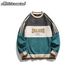 Men's Hoodies Sweatshirts Suede Hip Hop Sweatshirts For Men Y2k Spring And Autumn Couple Sports Pullovers China-Chic Loose Versatile Casual Tops Splice 231213