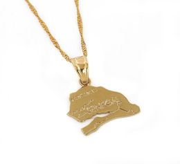 The Republic Of Senegal Map Pendant Necklaces Afrika Women Girl 24K Gold Colour Jewellery African7562521