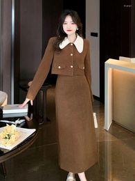 Two Piece Dress UNXX High Quality Autumn Winter Women's Suit Clothing Short Corduroy Blazer Jacket Waist Skirt Fashion Set