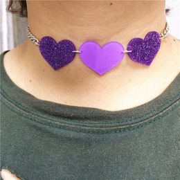 New Glitter Pruple Peach heart Chokers Necklace for Women Fashion Woman Chain Jewellery Accessories217J