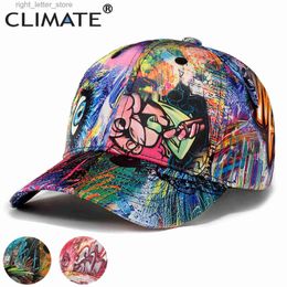 Ball Caps CLIMATE Hip Hop Baseball Cap Men Women Street Dancer Cap Skateboard Graffiti Doodle Hat Busker Fans Caps Hat for Men Women Youth YQ231214