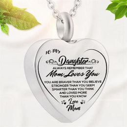 To My Daughter Heart Necklace Memroial Jewellery For Ash Necklace Stainless Steel Elegant Love Woven Adjustable299Z