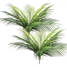 Decorative Flowers Artificial Palm Tree Plastic Plants Branch Tropical Fake Leaves For Christmas Party Home Garden Indoor Green Decoration