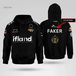 Men's Sweaters 2023 Skt T1 Team Jersey Lck Team Faker Keria Zeus Oner Gumayusi Zip eSports Sweater Customizable Backname Lol Game Fan HoodieL231123