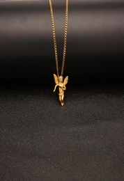 NEW Hip Hop Jewellery Angel Pendant Necklace Stainless Gold Plated With 60cm Chain For Men Nice Lover Gift Rapper Accessories Je8849466