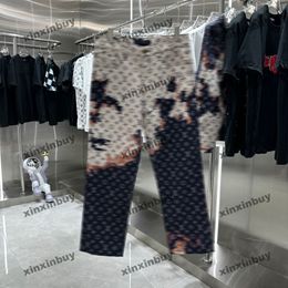 xinxinbuy 2024 Men women designer jeans pant Gradient letter printing Jacquard Paris embroidery sets denim Casual pants black blue gray S-2XL