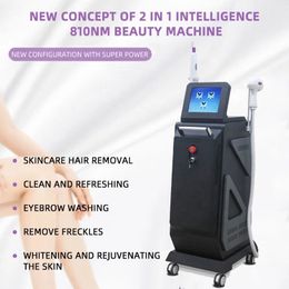 2 Handles 810nm Diode Laser Ice Point Depilatory Anti-hair Growth + Nd Yag Picosecond Tattoo Washer Freckle Red Blood Silk Treatment Vertical Apparatus