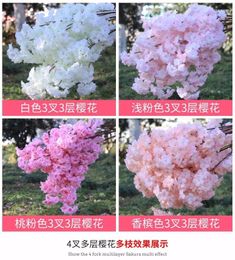 Decorative Flowers 200pcs 140-Heads Artificial Cherry Blossoms Wedding Arch Decorate Fake Flower Silk Hydrangea White Branch Home Deco