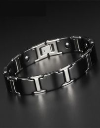 Korean Mens Fashion Popular Health Bracelet Male Ceramic Braclet Black Tungsten Steel Energy Magnetic Therapy Bileklik8897335