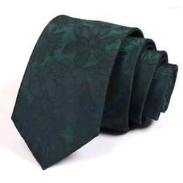 Bow Ties 2023 Men's Business Tie Green 7Cm For Men High Quality Fashion Fromal Necktie Male Floral Jacquard Neck Gift Box