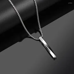 Pendant Necklaces Rinhoo Square Twisted Column Necklace For Women Men Stainless Steel Long Bar Chain Statement Jewellery Couples Friend Gift