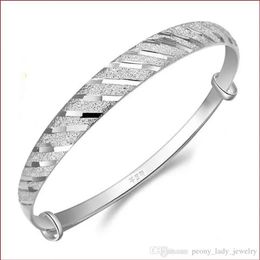 925 sterling silver items Jewellery charm bracelets bangle chinese vintage strip line bright 259e