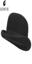 GEMVIE 4 Sizes 100 Wool Felt Black Bowler Hat For Men Women Satin Lined Fashion Party Formal Fedora Costume Magician Cap14524984