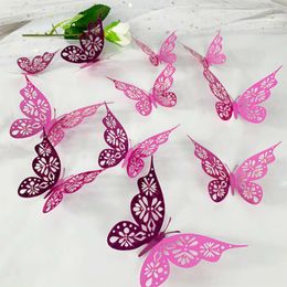 12/24pcs Newest 3D Colourful Butterflies Wall Sticker Beautiful Butterfly Home Decor Wedding Party Room Decoration Wall Decals