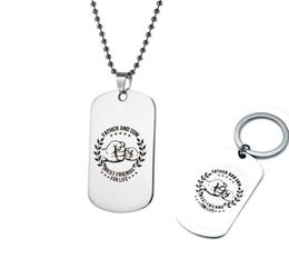 Stainless Steel Necklace Keychain Father and Son Key Chain for Men Military Tag Ball Chain Necklace Jewelry Gift for Daddy So4243545
