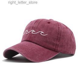 Ball Caps Washed cotton embroidery wavy line baseball cap for men women hip hop cap snapback hat sea dad sports cap Bone Garros YQ231214