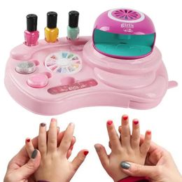 Beauty Fashion Kids Nail Polish Set Girls With Dryer Art Kit For Spa Makeup Girl Pretend Toys Supplies 231213