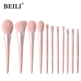 Makeup Brushes BEILI 1011 pcs Pink Makeup Brush Set Pure Natural Eyebrow and Eyelash Powder Synthetic Hair Base Makeup Brush Womens Makeup Tool 231214