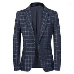 Men's Suits Lansboter Spring And Autumn Suit Jacket Plaid Business Casual Slim Fit Korean Small Coat