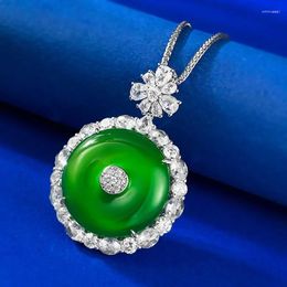 Chains Valuable Emerald Diamond Pendant Necklace 925 Sterling Silver Party Wedding Chocker For Women Bridal Jewelry