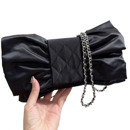 Luxury Designer Solid Color Women Handbag Classic Fashion Diamond Lattice Chain Shoulder Bag French Brand Double Letter High Quality Bowtie Banquet Bag