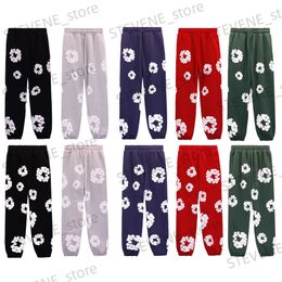 Men's Pants Gray Men Fashion Hip hop floral printed sweatpants Men denim tears cotton ring sweatpants Casual pants Sweatpants T231214