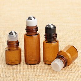 Mini Amber Bottles 1ml 2ml 3ml 5ml Roller Bottle With Steel Ball And Plastic Cap