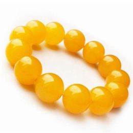 Whole Retail 10-16MM Natural Yellow Jade Bracelets Bead Refill Gem Lucky Stretch Elastic Bracelet Fashion Jewellery Women277H