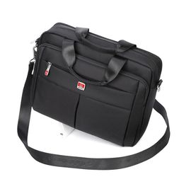 Whole- Portable 14 Laptop Bags Crossbody Briefcase Business Mens Bag Bolsas Homme Large Capacity Oxford Briefcases For M252z