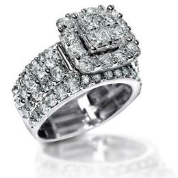 Vecalon Vintage Court Ring 925 sterling Silver Square Diamonds cz Promise Engagement Wedding Band Rings For Women Bridal Jewelry235l