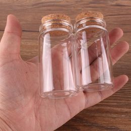 24pcs 37 70 27mm 50ml Mini Glass Wishing Bottles Tiny Jars Vials With Cork Stopper wedding gift221a