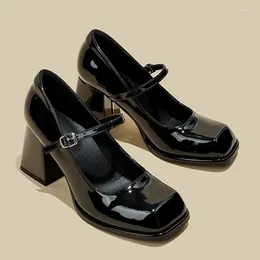 Dress Shoes Mary Jane High Heels Women Sandals Autumn Square Toe Shallow 2024 Designer Lolita Fad Pumps Zapatos Mujer