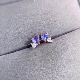 Dangle Earrings Natural Tanzanite 925 Silver Certification Heart Shaped 5x5mm Purple Gem Beautiful Girl Gift Free Delivery