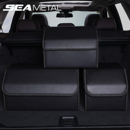 Car Trunk Organiser Storage Box PU Leather Auto Organisers Bag Folding Trunk Storage Pockets for Vehicle Sedan SUV Accessories LJ2270L