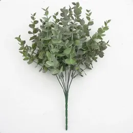 Decorative Flowers Realistic Faux Eucalyptus Non-withering Artificial With Stem 7 Forks Green Plants For Home Decor Po