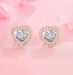 Stud 14K Rose Gold Garnet Earring For Women Fine White Natural Diamond Aretes De Mujer Orecchini Bizuteria Earrings5140136