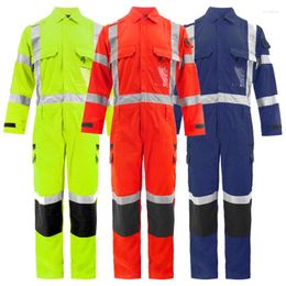 Men's Tracksuits Hi Vis Coveralls With Reflective Stripes Working Dust-proof Clothing Protective Safety Work Clothes