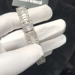 10Mm 8" Vvs Moissanite Tennis Bracelet Wholesale Thick Baguette Bling Sier Link Chain For Women Fancy Jewelry