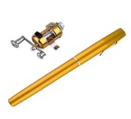 1pc Mini Portable Aluminium Alloy Pocket Pen Shape Fish Fishing Rod Pole With Reel 9912589