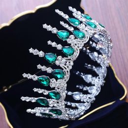 Good Quality Prom Queen Crown Green Red White Crystal Rhinestone Wedding Tiaras Crowns for Women Bridal Hairband Pageant Crowns266Y